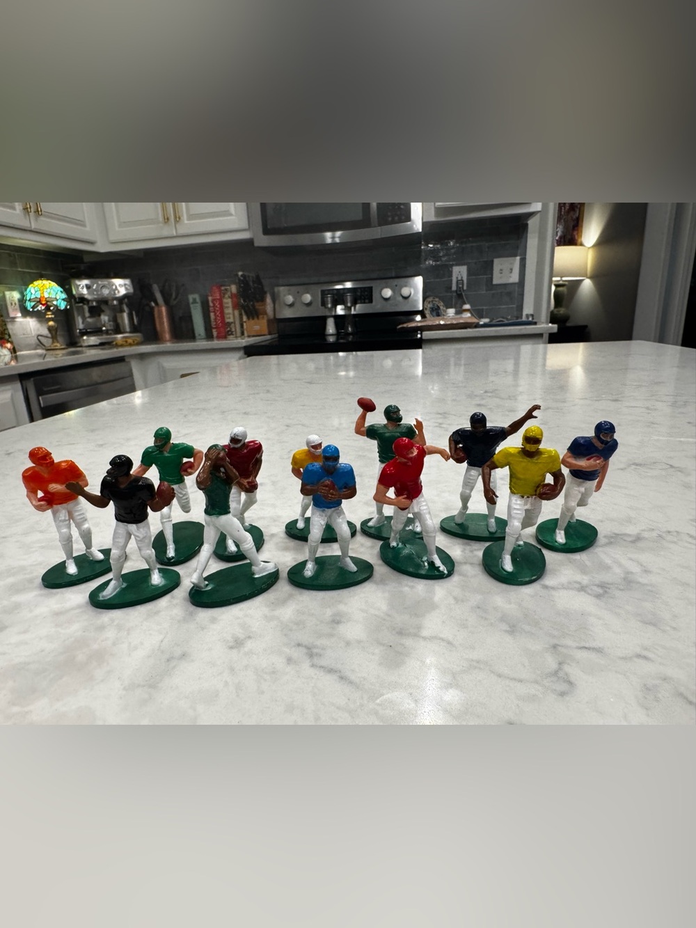 🏈 Vintage Football Player Figurines Lot of 12 Plastic Sports Miniatures